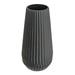 Stoneware Fluted Vase with Embossed Lines - 5.5"L x 5.5"W x 11.4"H