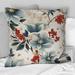 Designart "Red And White Asian Zen Floral Pattern" Floral Printed Throw Pillow