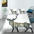 Home Bed Set White Bed Cover Set 3D Deer Painting Bedding Cover Set Vintage Home Textiles Full (80 x90 )