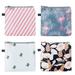 NUOLUX 4PCS Zipper Sanitary Napkin Bag Waterproof Packages for Women Girls (Cactus Flamingo Flower Stripe 1PC Each)