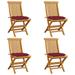 moobody Patio Chairs with Red Cushions 4 pcs Solid Teak Wood