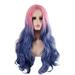 Huaai Gradient Blue Powder Hair Extension Hair Extension Head Cover Pink Point Gradient Middle Headgear Wig Wig Big Women s Wave Wig Fashion Blue Wig