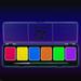 6 Color Neon Face& Body Paint Palette (6 Gram) With Brush - Water Activated Professional UV Glow Blacklight Reactive Face Painting Kit Hypoallergenic & Non-Toxic Safe For Sensitive Skin
