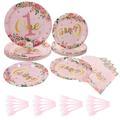 Disposable Tableware One Year Birthday Plates Girls 1st Party Dinnerware Ornament Serving Utensils