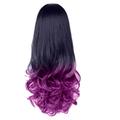 Huaai Hair Extension Female Gradient Half Long Curly Fluffy Hair Full Head Hair Wigs Female Gradient Color Half Headgear Long Curly Hair Headgear Fiber Hair