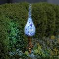 Garden Solar Lights Decorative LED Flame Garden Stake Hand Blown Glass And Metal Outdoor Decoration Light Blue 3 X 36 Inch