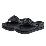 1 Pair Summer Women Thick Sole Sandals Platform Sandals Wedge Sandals Stylish Sequined Rhinestones Flop Beach Shoes for Women Ladies (Black 38 23.5CM 6.5US 4UK 37.5EU 9.2355Inch)