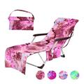 WINDLAND Microfiber Gradient Print Beach Chaise Lounge Chair Cover with Side Pockets No Sliding for Sun Lounger Quick Dry Bath To