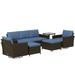 Outsunny 6pc Patio Furniture Set with Couch Swivel Rocking Chairs Coffee