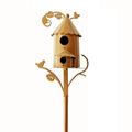 Stiwee Trendy Garden Decor Bird House Garden Plug-in Birdhouse Garden Stakes Metal Bird House With Pole Large Bird Houses For Courtyard Backyard Patio Outdoor Garden Decor Copper Birdhouse Poles