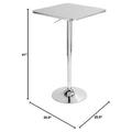 bistro contemporary adjustable square bar table in silver by