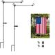 Stiwee New Type Garden Tools Flagpole Garden Decoration Outdoor Garden Flag Pole Bracket Painted Iron Art Garden Courtyard Holiday Decoration Flag Pole Insert