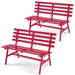 Efurden Garden Bench Set of 2 2-Person Aluminum Patio Bench All-Weather Outdoor Powder-Coated Bench for Porch Backyard (Pink)