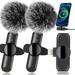 TYPPKMM Wireless Lavalier Microphone for iPhone 2 Pack Lapel Microphone Wireless Mini Lapel Mic for iPhone ipad for Video Recording Podcast Interview Vlog YouTube Tiktok