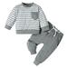 Toddler Boys Winter Long Sleeve Striped Prints Tops Pants 2Pcs Outfits Clothes Set for Children Clothes Baby 12 18 Months Toddler Boys Clothes 3T Baby Sweatshirt Romper Boy