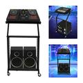 12U Adjustable DJ Stand Mixer Rack Music Show Equipment Rack Rolling Stage Cart Black