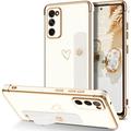 Samsung Galaxy S20 FE Case Galaxy S20 FE 4G/5G Phone Case Love Heart Cute Case with Wristband Kickstand Holder Soft TPU Plating Bumper Protective Galaxy S20 FE Phone Case Cover White
