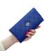 PU Leather Wallet Lady Plaid Hasp Wallet Long Card Holder Phone Bag Case Purse-Royal Blue