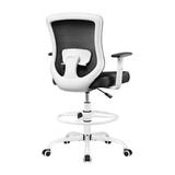 Coolhut Drafting Chair Ergonomic Home Office Desk Chairs Breathable Mesh Comfortable Work Chair Adjustable 2D Armrests Rocking Executive Chair Swivel Task Chair with Lumbar Support(White)