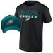 Men's Fanatics Branded Black/Midnight Green Philadelphia Eagles T-Shirt & Adjustable Hat Combo Pack