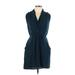 Wilfred Casual Dress - Mini V Neck Sleeveless: Teal Solid Dresses - Women's Size Medium