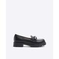 River Island Womens Black Pearl Chunky Loafers