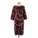 Talbots Casual Dress - Shift: Burgundy Jacquard Dresses - Women's Size 4