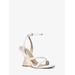 Michael Kors Nadina Lizard Embossed Leather Wedge Sandal White 9