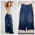 Free People Jeans | Free People Charlie Pleated Wide Leg Denim Pants Blue Corvette Size 29 | Color: Blue | Size: 29