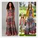 Free People Dresses | Free People Floral Paisley Print Tiered Off-Shoulder Maxi Dress | Color: Red | Size: M