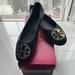 Tory Burch Shoes | Nib Tory Burch Claire Ballet Flat Size 7.5 Black Leather Gold Logo Medallion | Color: Black | Size: 7.5