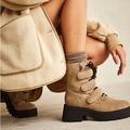 Free People Shoes | Free People Emmett Suede Strap Combat Boot | Color: Cream/Tan | Size: 7