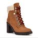 Nine West Shoes | Nib Nine West Peer Sherpa Cuff Ankle Block Heel Boots Brown Size 8.5 Size 9 | Color: Brown | Size: Various