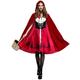 Women's Red Riding Hood Adult Carnival Costume: Long Dress and Cape with Hood Performance Outfit Halloween Fancy Dress Festive Party Dress Fairy Tale Cosplay Fancy Dress Outfits Clothing (Red, M)