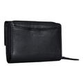 STILORD 'Jade' Womens Leather Purse Large RFID Wallet for Women Genuine Leather Coin Pouch Trifold with Card Slots Zip Real Leather Vintage, Colour:Black