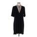 BCBGeneration Casual Dress - Shift Plunge Short sleeves: Black Print Dresses - Women's Size Medium