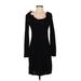 Ann Taylor Cocktail Dress - Sheath Cowl Neck Long sleeves: Black Print Dresses - Women's Size Small