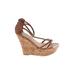 Just Fab Wedges: Slip-on Platform Boho Chic Brown Solid Shoes - Women's Size 11 - Open Toe