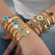 Bracelet en acier inoxydable pour femme bijoux de luxe goutte d'huile bleu turquoise couple