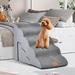 Tucker Murphy Pet™ 22" & 11" High Soft Pet Ramp Foam Pet Stairs Set w/ 5-tier & 3-tier Dog Ramps Grey Fabric in Gray | 22 H x 16 W x 33 D in | Wayfair