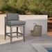 Vivid Outdoor Patio Bar Stool in Eucalyptus Wood with Olefin Cushions