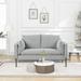 Modern Loveseat Sofa Linen Fabric Upholstered Couch Loveseat Couch with USB Charging Ports & Two Pillows