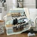Happy Camping Blanket Camper Throw Blanket for Travel Trailers RV Camping Car Fleece Blanket 30 x40 Retro Wood Planks Rustic Farmhouse Style Fuzzy Blanket Camper Accessories for Inside Green Blue