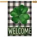 HGUAN St. Patricks Welcome Shamrock Small Garden Flag Double Sided 28 x 40 Inch Yard Flag Spring Seasonal Flag for Outdoor Holiday Decorations