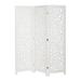 3 Panel Solid Wood Screen Room Divider White Color With Decorative Cutouts By