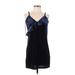 Honey Belle Casual Dress - Mini V-Neck Sleeveless: Blue Print Dresses - Women's Size Small