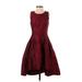 Shoshanna Cocktail Dress - High/Low Crew Neck Sleeveless: Burgundy Dresses - Women's Size 0