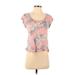 Sanctuary Short Sleeve T-Shirt: Pink Floral Tops - Women's Size Small