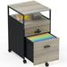 SHW Rolling File Cabinet w/ 2 Drawers & Open Shelf Maple