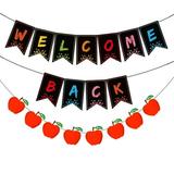 1 Set Decoration Welcome Back Party Banner Red Apple Decorative Flag for Back-To-School Ceremony Welcome Party (Assorted Color Combination)